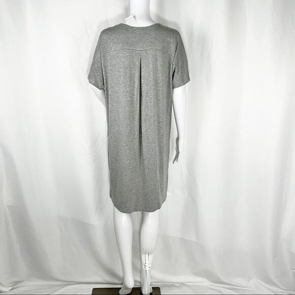 Loveriche Heather Gray V Neck Front Tie Short Sleeves Mini Tank Dress SzL NWT - Picture 5 of 9